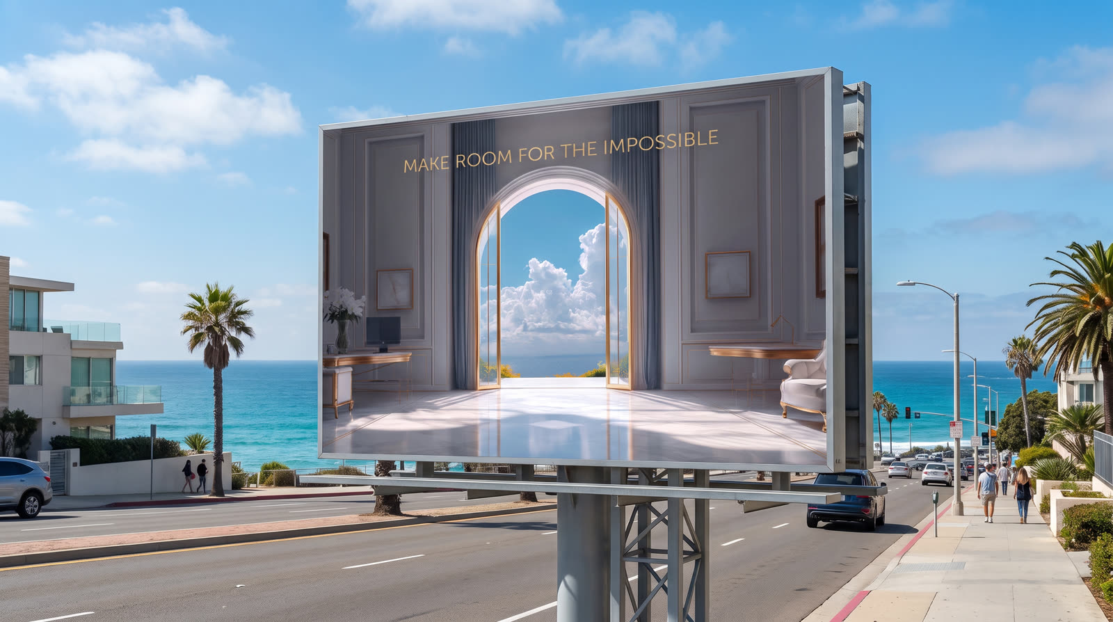 Beachfront billboard mockup