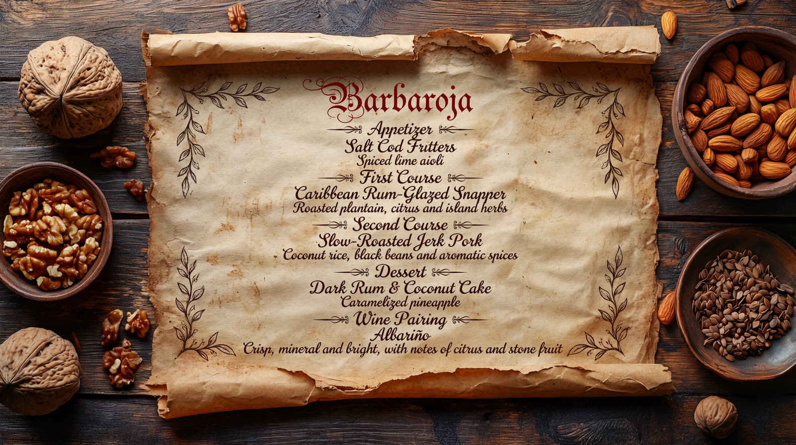 Barbaroja — menu design